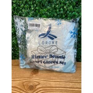 LOROME Women Winter Beanie Hat Scarf Gloves Set, Warm Neck Scarf Gloves Gift